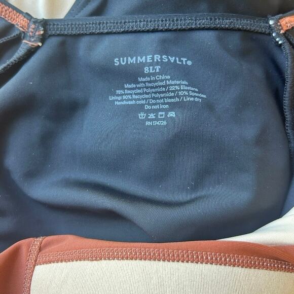 Summersalt Black and Brown One Piece Swimsuit V-Neck Color Block - Picture 6 of 9